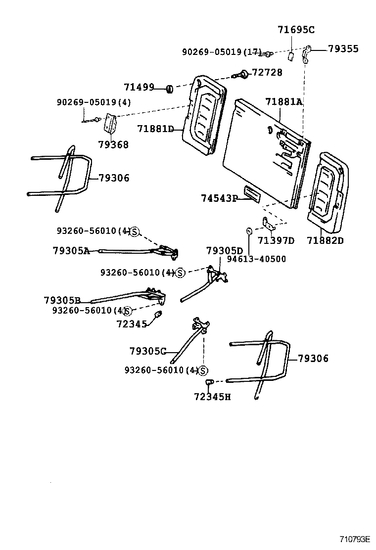 71013-26200 SPRING ASSY, FRONT SEAT BACK, RH(FOR SEPARATE TYPE) product image
