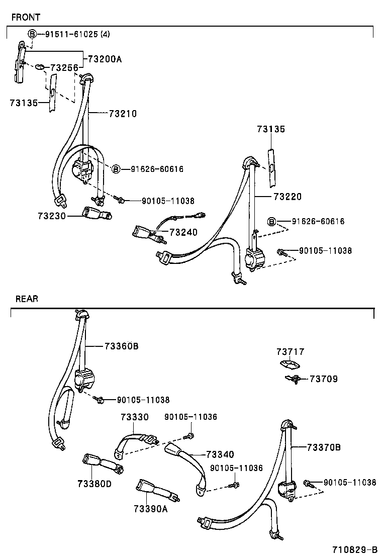 Toyota 73220-42110-B0 BELT ASSY, FRONT SEAT OUTER, LH