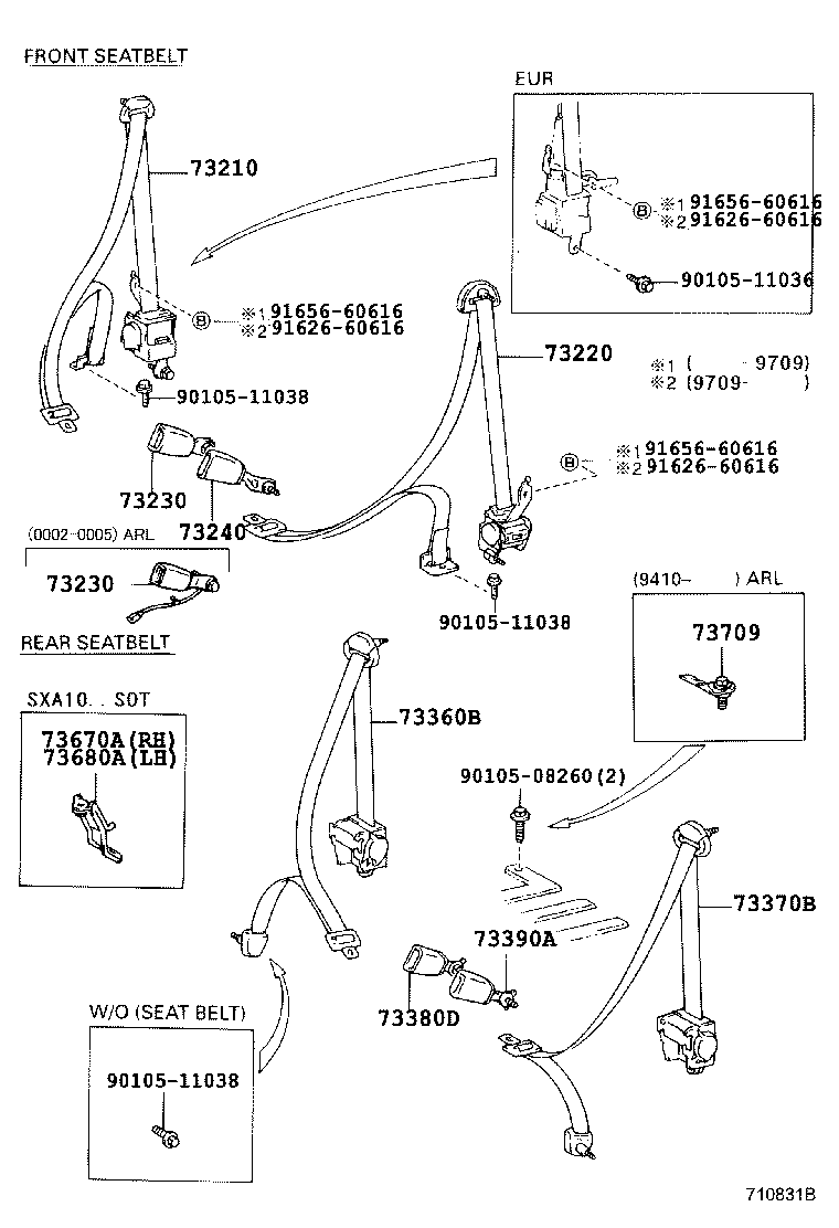 73240-42011-B0 BELT ASSY, FRONT SEAT INNER, LH product image