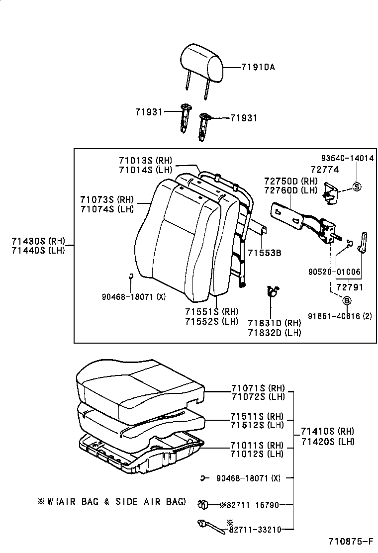 71011-12440 FRAME SUB-ASSY, FRONT SEAT CUSHION, RH product image