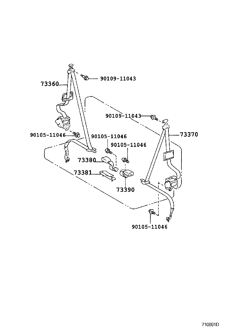 73240-35280-B0 BELT ASSY, FRONT SEAT INNER, LH product image