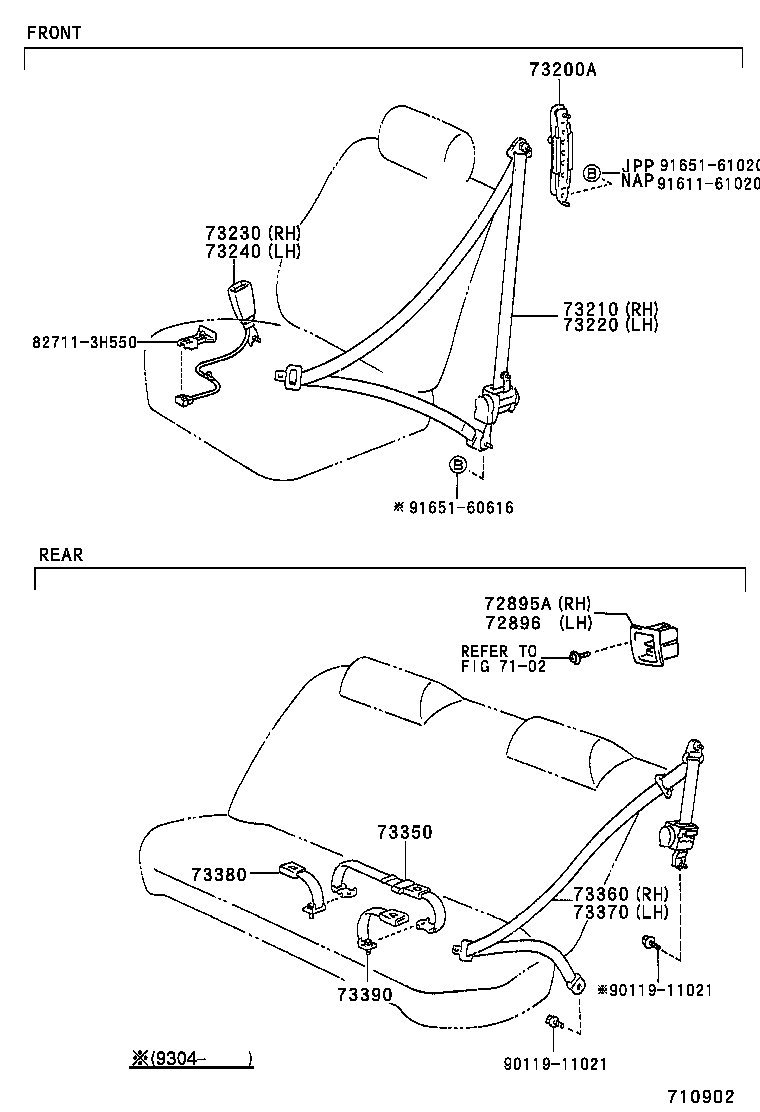 73210-06010-B0 BELT ASSY, FRONT SEAT OUTER, RH product image