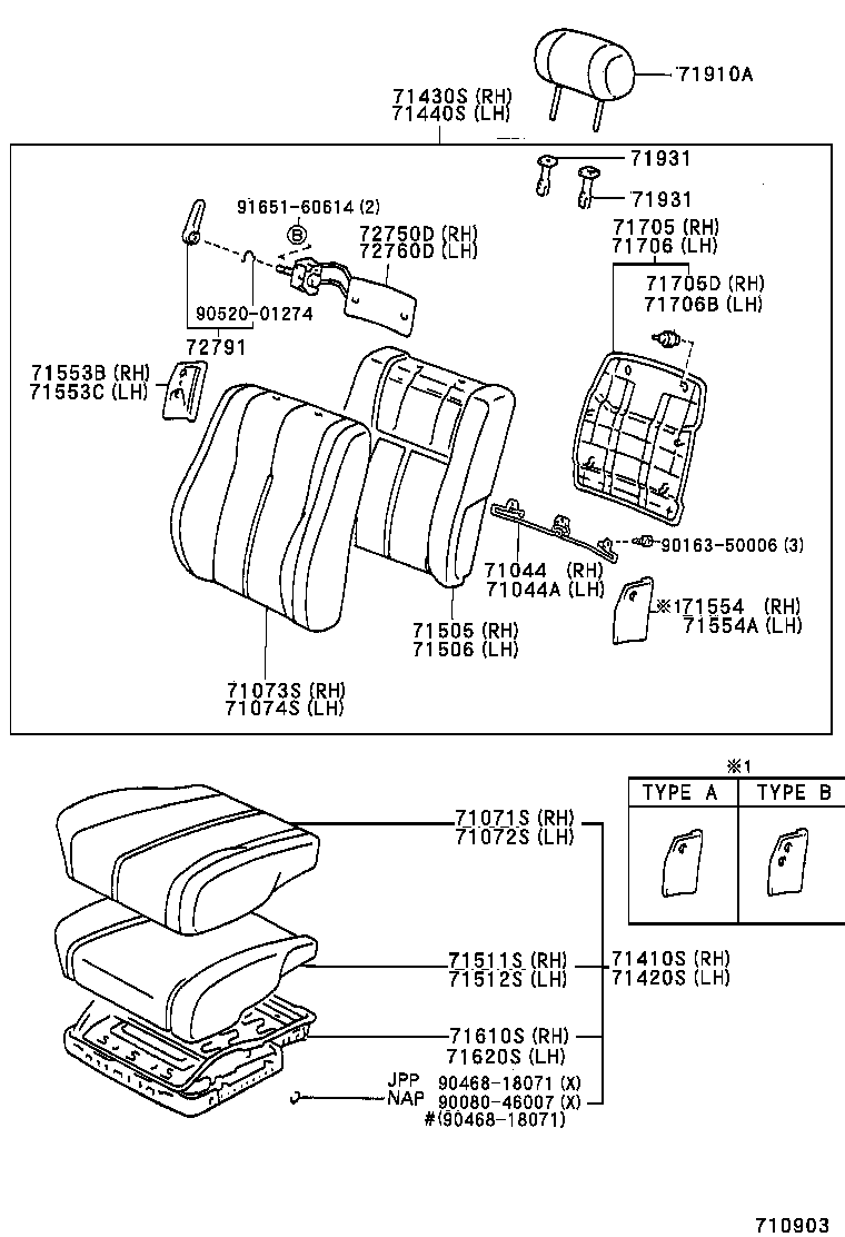 71430-33110-B0 BACK ASSY, FRONT SEAT, RH(FOR SEPARATE TYPE) product image