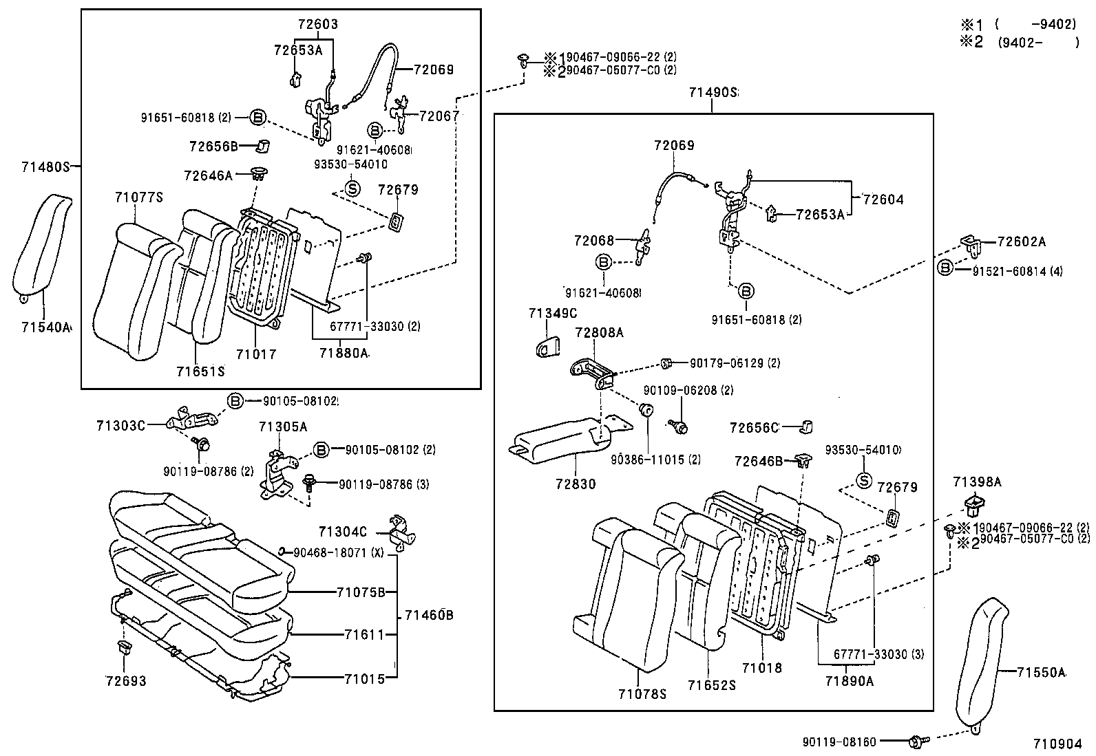 71480-33023-B2 BACK ASSY, REAR SEAT, RH (FOR SEPARATE TYPE) product image