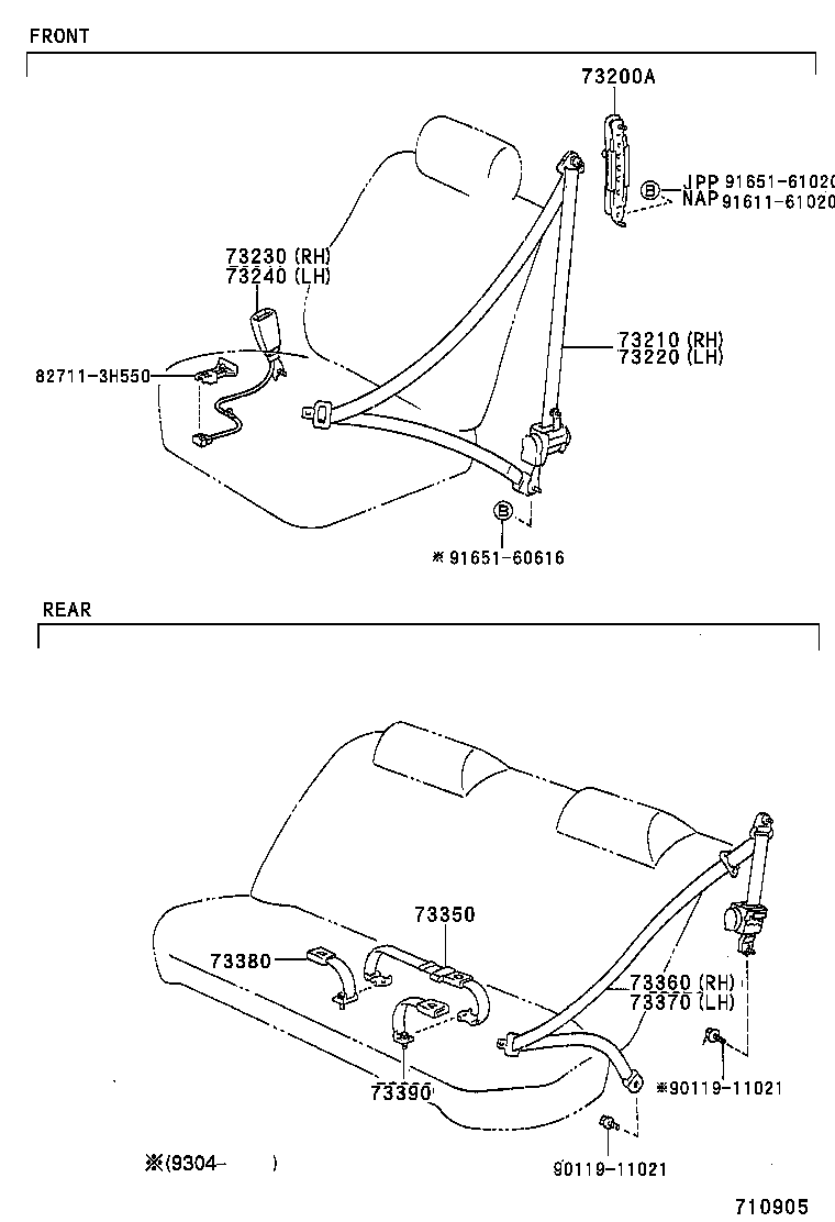 73210-33032-B0 BELT ASSY, FRONT SEAT OUTER, RH product image