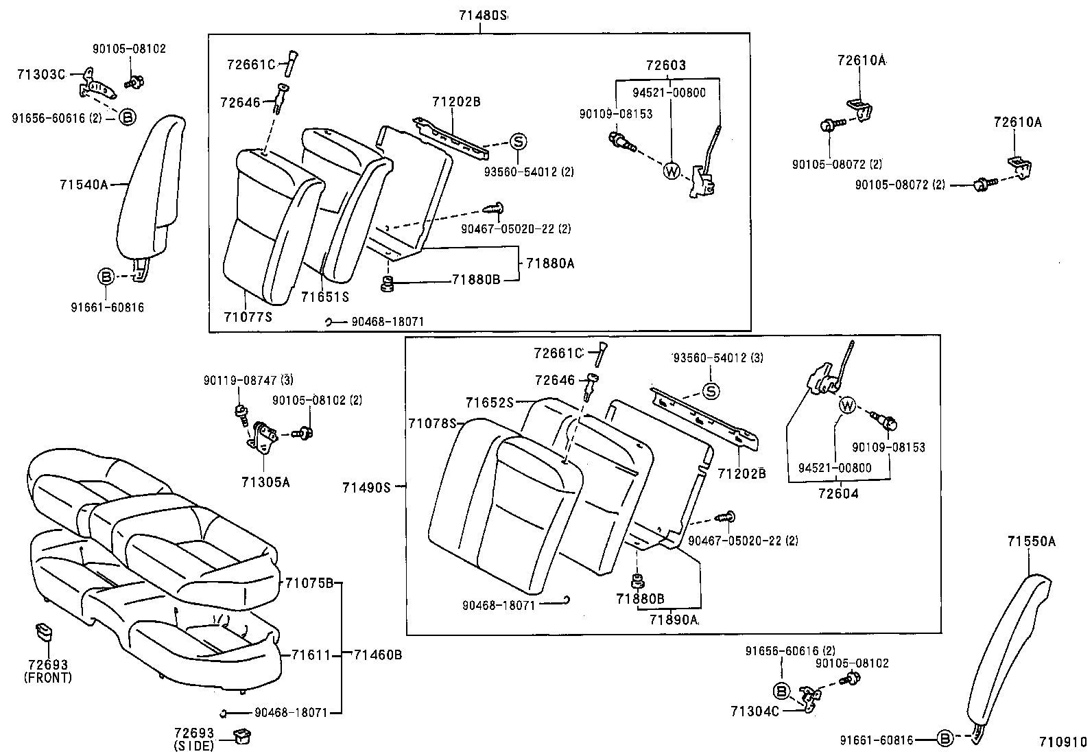 71305-20190 HINGE SUB-ASSY, REAR SEAT BACK, CENTER product image