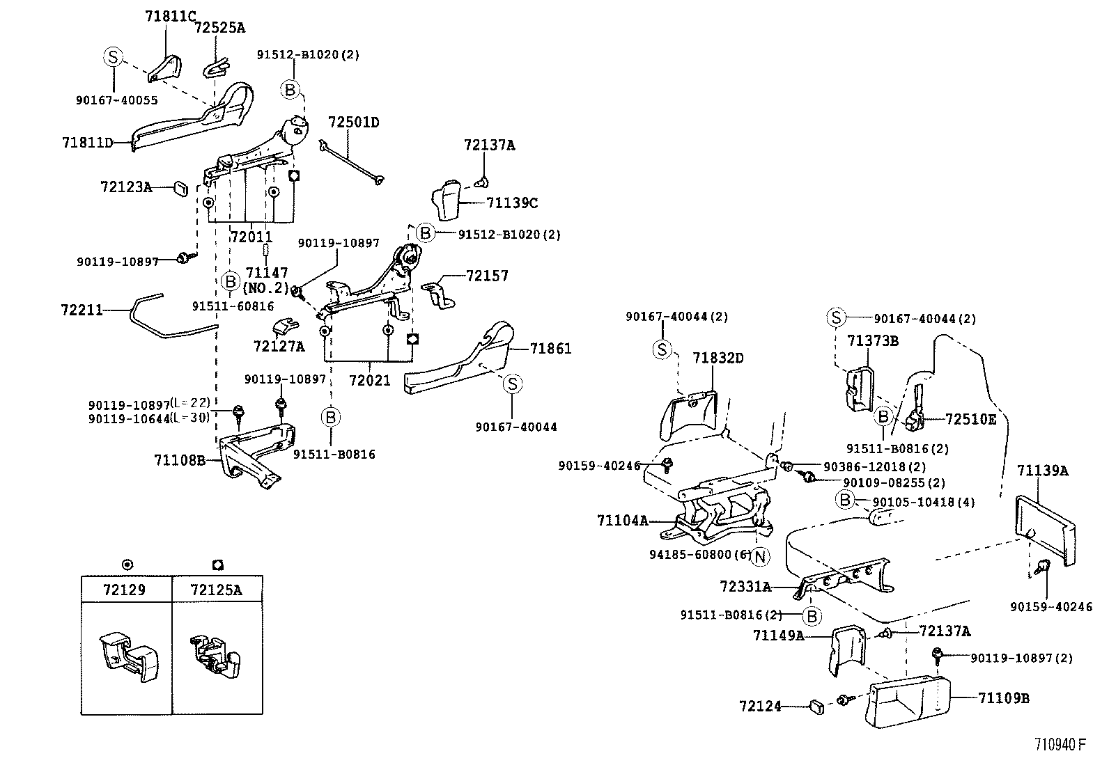 71033-28090 LEG SUB-ASSY, REAR SEAT CUSHION product image