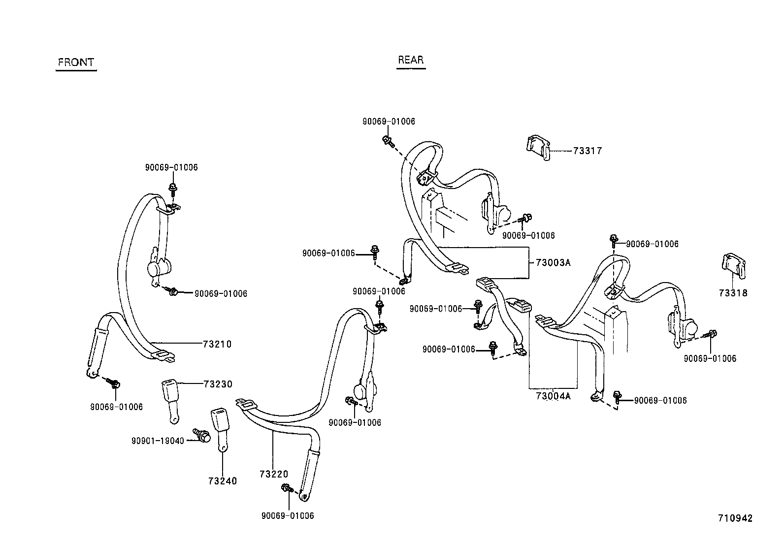 73210-16640-B0 BELT ASSY, FRONT SEAT OUTER, RH product image