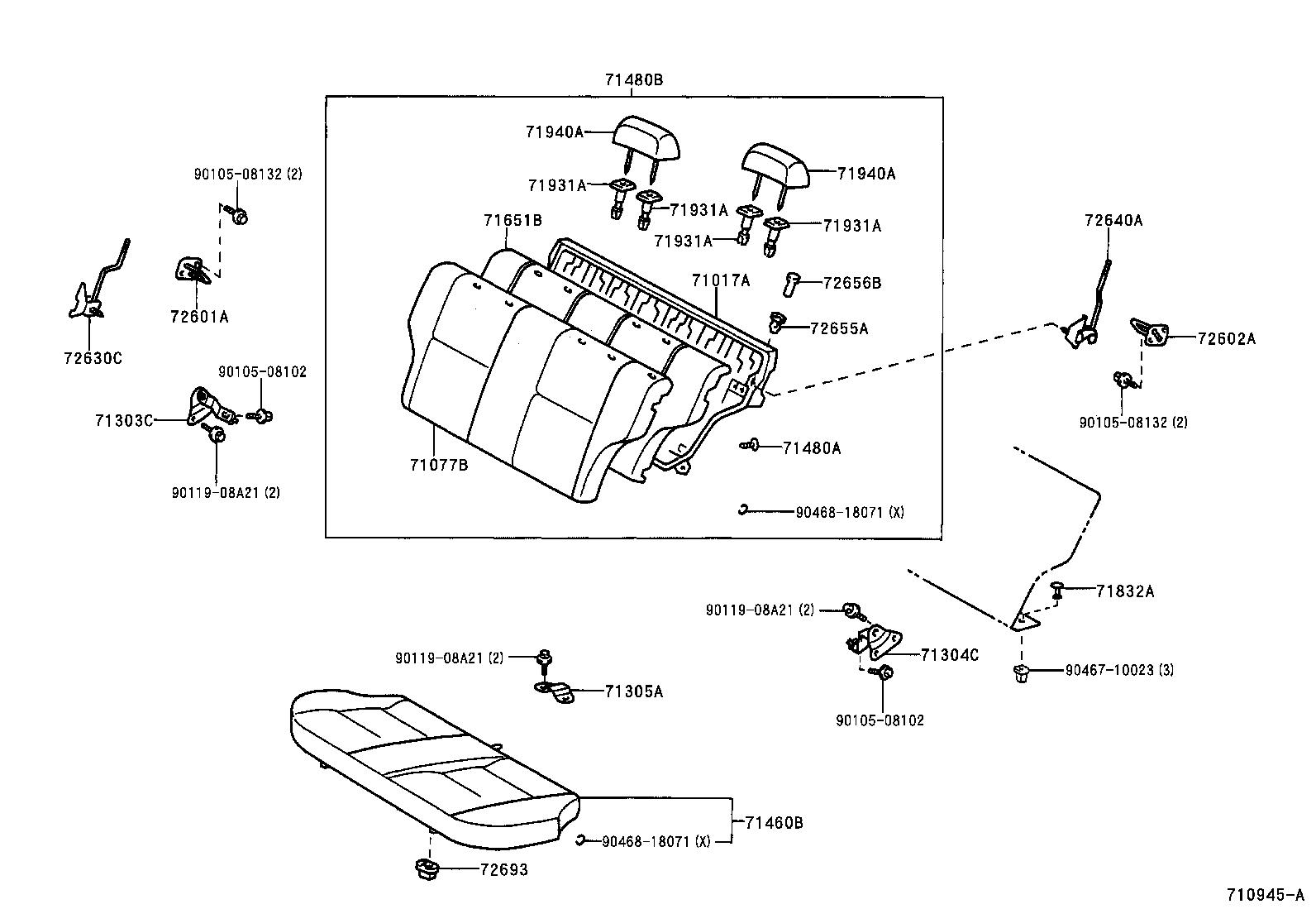 71017-16200 FRAME SUB-ASSY, REAR SEAT BACK, RH product image