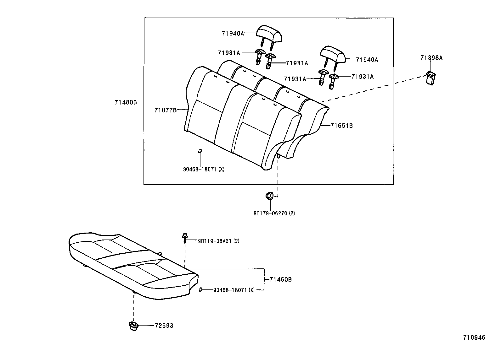 71017-16200 FRAME SUB-ASSY, REAR SEAT BACK, RH product image