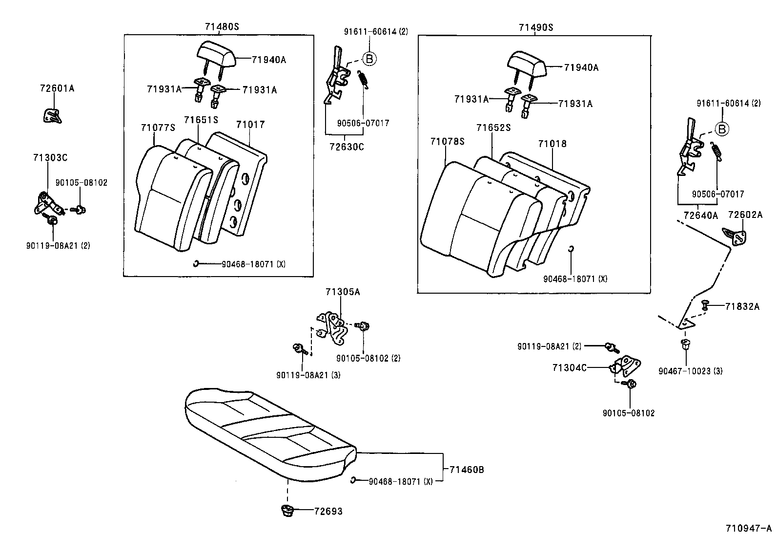 71017-16200 FRAME SUB-ASSY, REAR SEAT BACK, RH product image