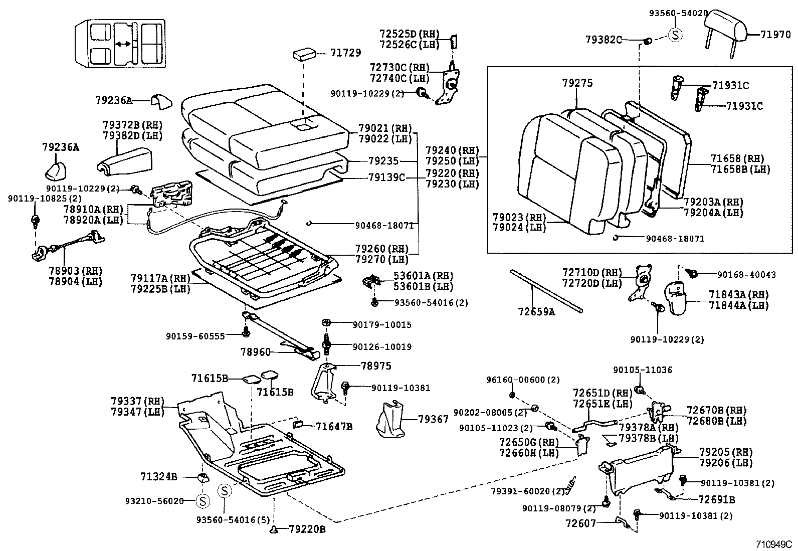 71013-60230 SPRING ASSY, FRONT SEAT BACK, RH(FOR SEPARATE TYPE) product image