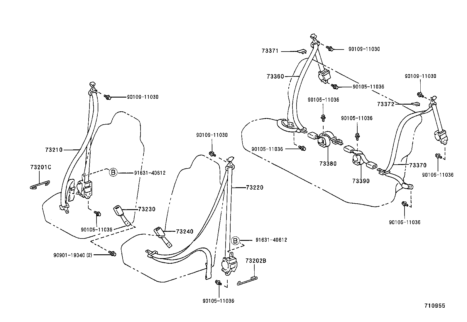 73202-10020 BAR SUB-ASSY, FRONT SEAT BELT, OUTER LH product image