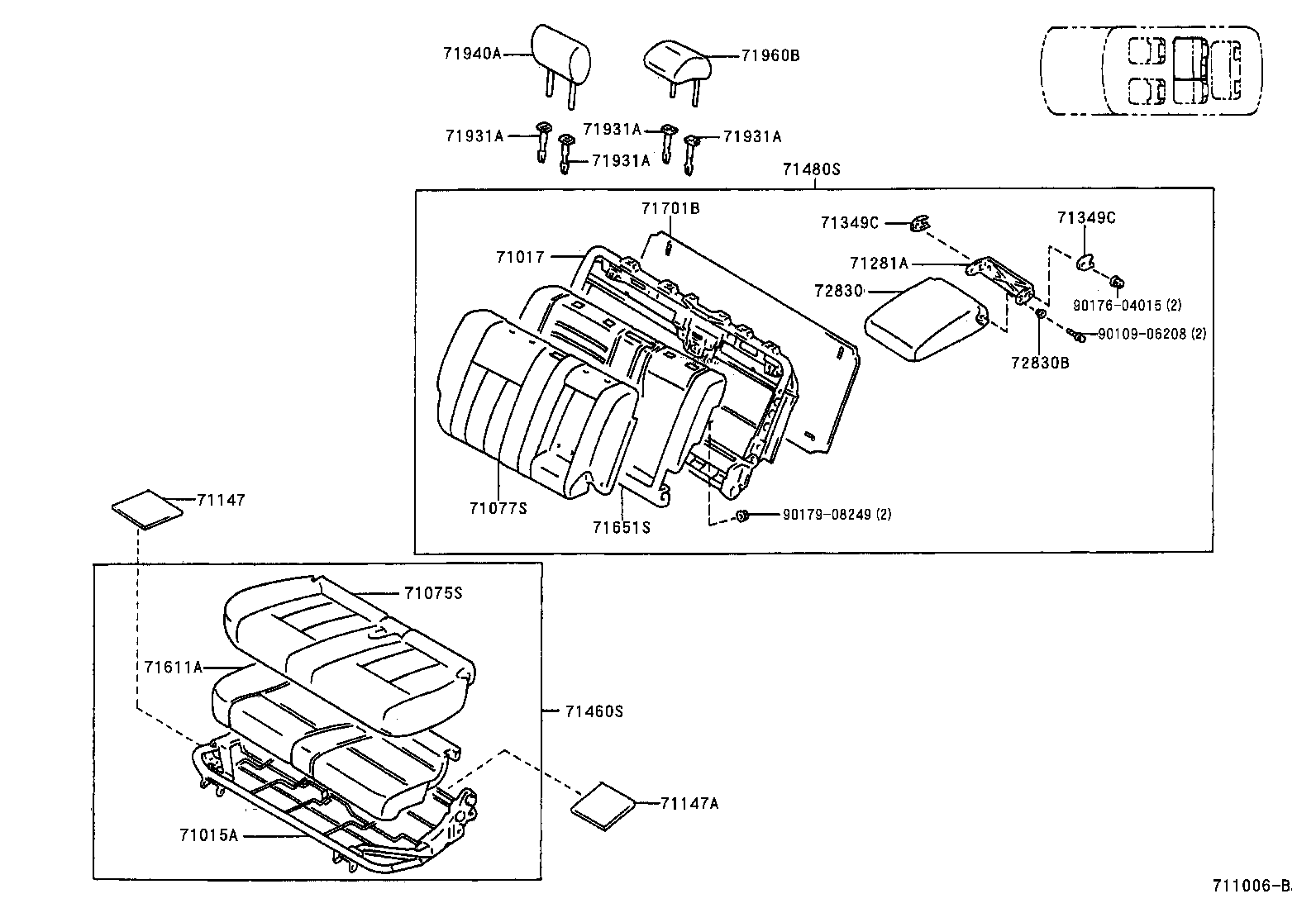 71630-60150 SPRING ASSY, FRONT SEAT BACK, RH(FOR SEPARATE TYPE) product image