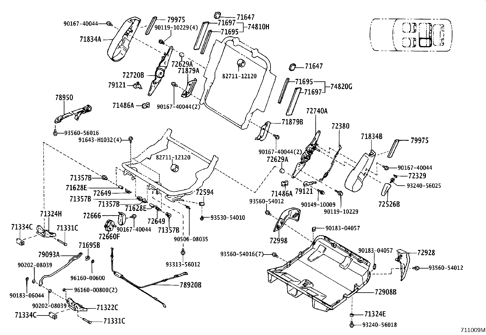 71076-60460-B0 COVER, REAR SEAT CUSHION, LH (FOR SEPARATE TYPE) product image
