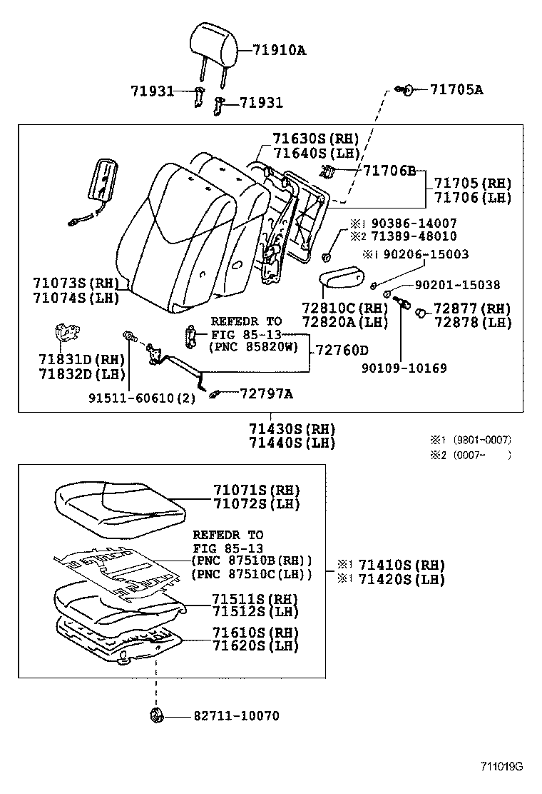 Toyota 71073-48060-A2 COVER, FRONT SEAT BACK, RH(FOR SEPARATE TYPE)