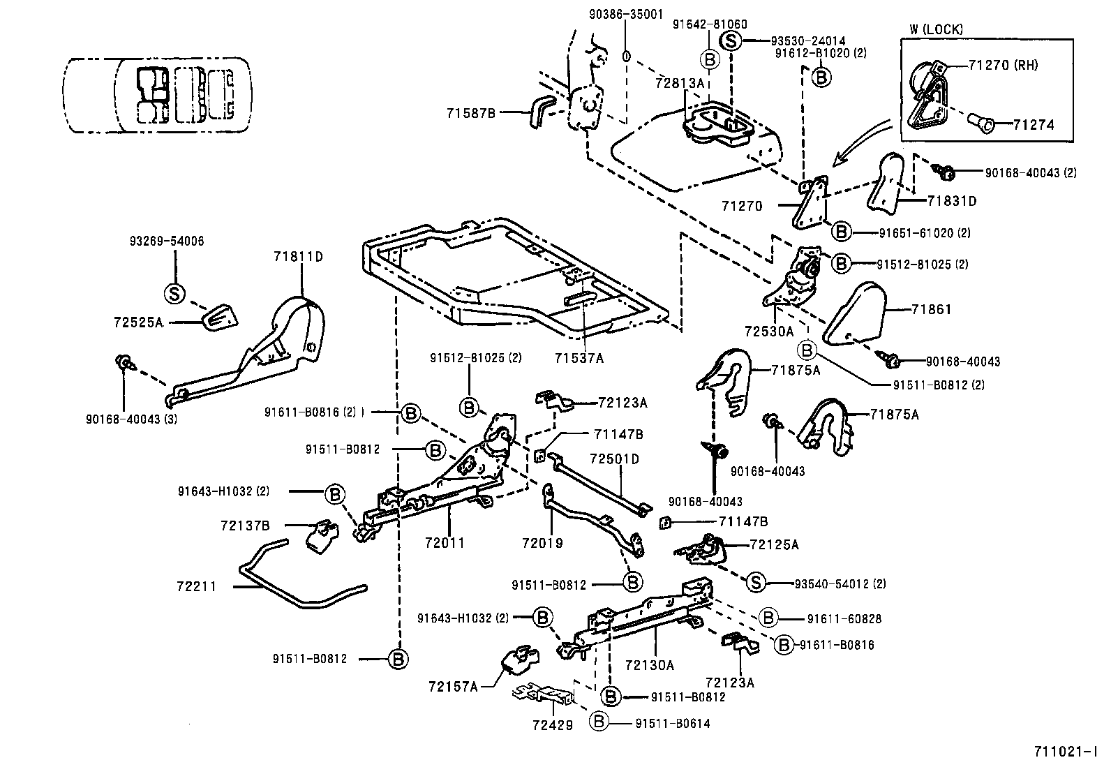71630-60150 SPRING ASSY, FRONT SEAT BACK, RH(FOR SEPARATE TYPE) product image