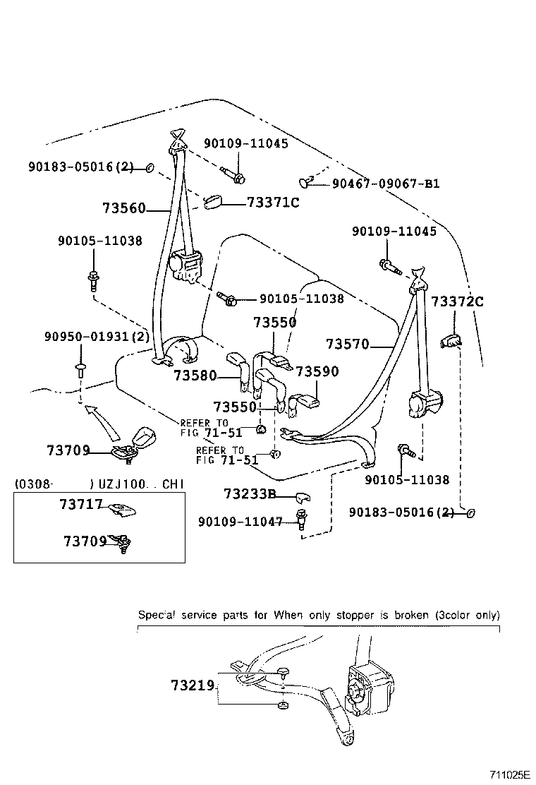 73360-60333 BELT ASSY, REAR NO.1 SEAT, OUTER RH product image