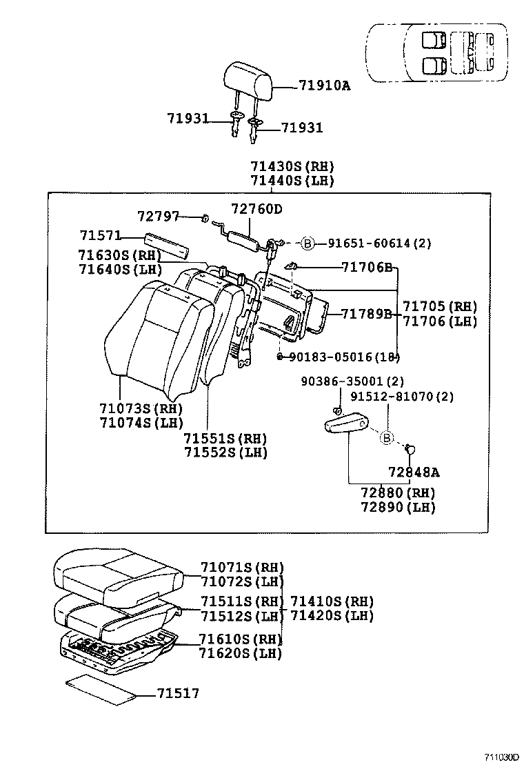 Toyota 71610-60330 SPRING ASSY, FRONT SEAT CUSHION, RH(FOR SEPARATE TYPE)