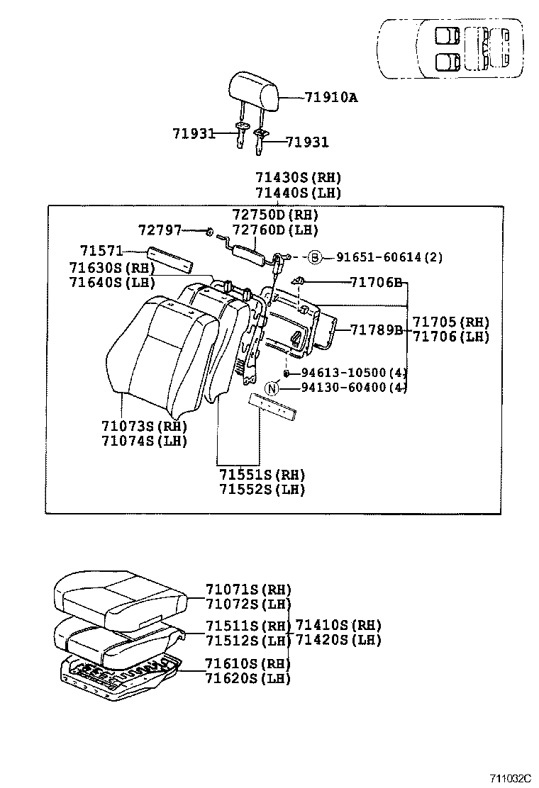71076-60352-B2 COVER, REAR SEAT CUSHION, LH (FOR SEPARATE TYPE) product image