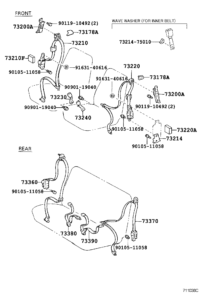 73214-26010 PLATE, FRONT SEAT BELT ANCHOR product image