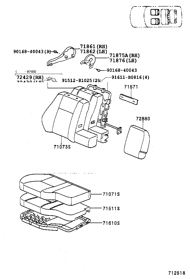71630-60150 SPRING ASSY, FRONT SEAT BACK, RH(FOR SEPARATE TYPE) product image