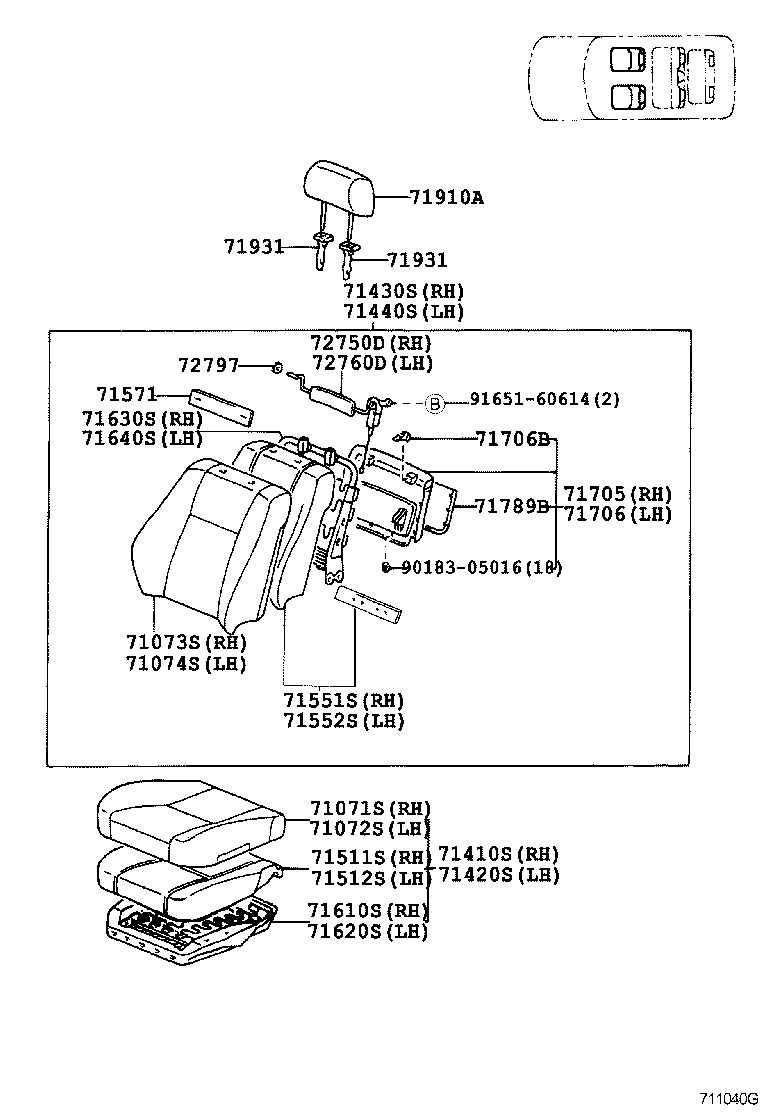 71017-60360 FRAME SUB-ASSY, REAR SEAT BACK, RH product image