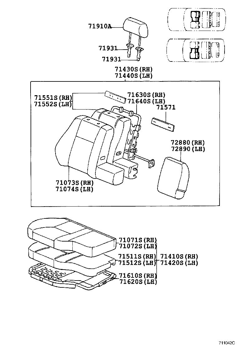 71017-60360 FRAME SUB-ASSY, REAR SEAT BACK, RH product image