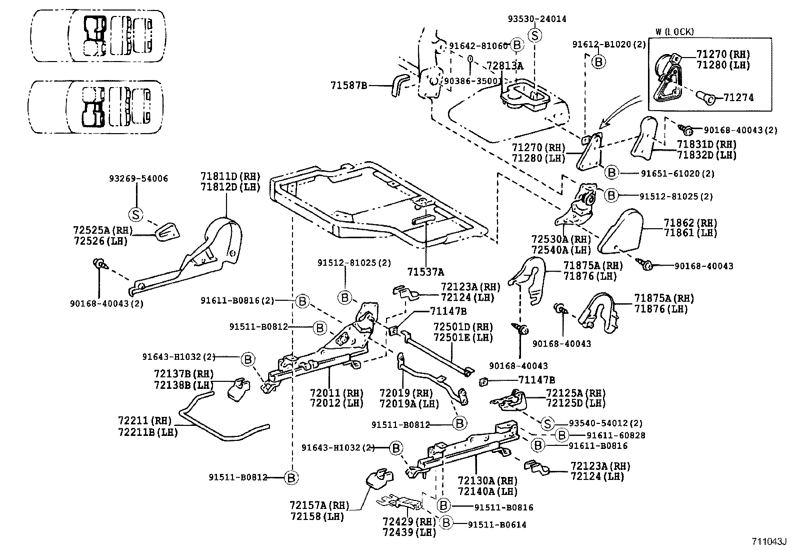 71017-60360 FRAME SUB-ASSY, REAR SEAT BACK, RH product image