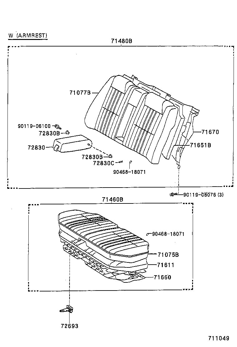 71017-31050 FRAME SUB-ASSY, REAR SEAT BACK, RH product image
