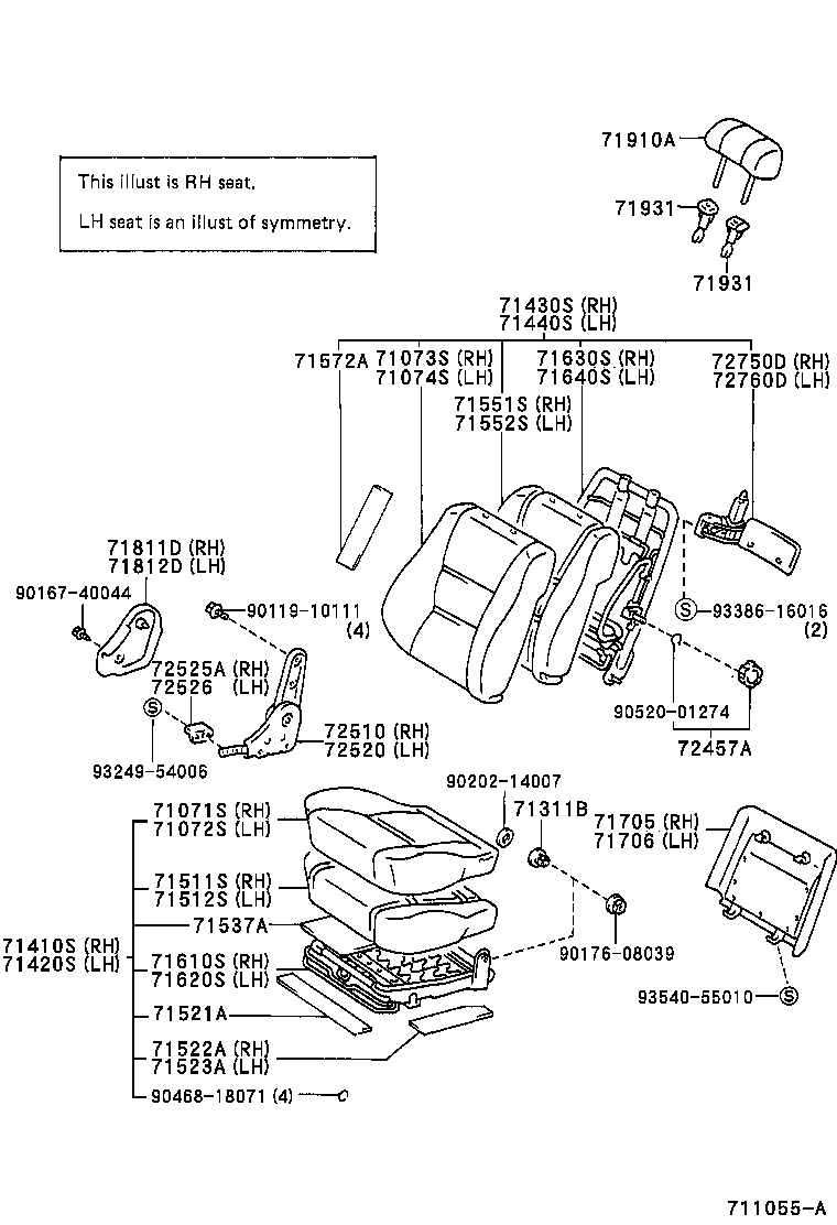 71630-60041 SPRING ASSY, FRONT SEAT BACK, RH(FOR SEPARATE TYPE) product image