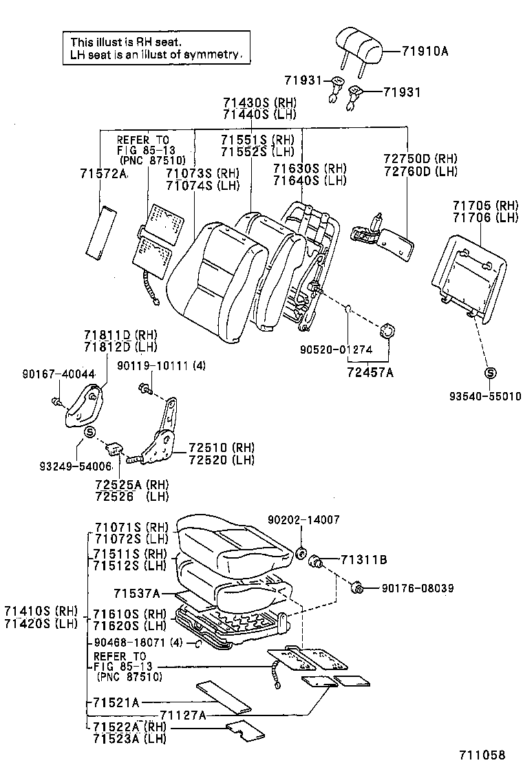 71630-60041 SPRING ASSY, FRONT SEAT BACK, RH(FOR SEPARATE TYPE) product image