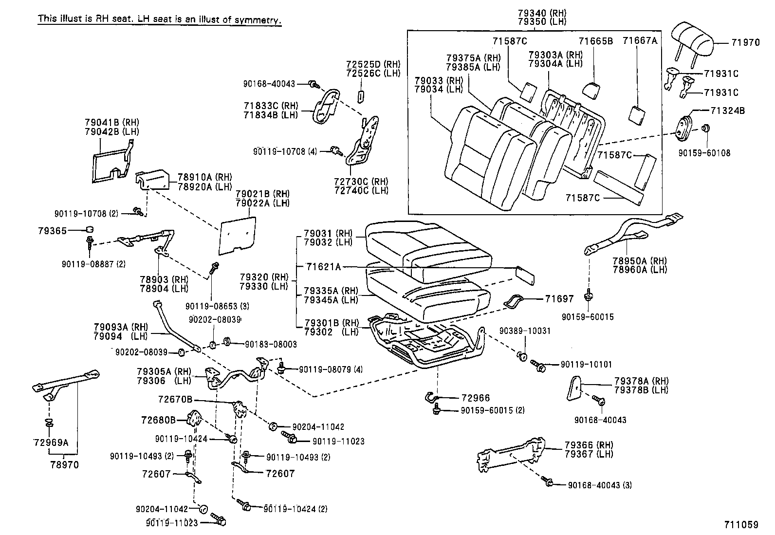 71630-60041 SPRING ASSY, FRONT SEAT BACK, RH(FOR SEPARATE TYPE) product image