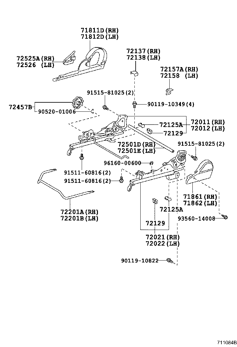 71511-21020 PAD, FRONT SEAT CUSHION, RH(FOR SEPARATE TYPE) product image