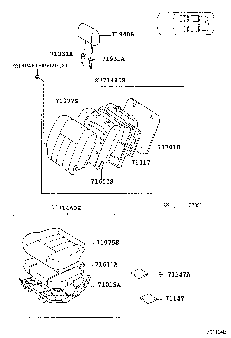 71017-60360 FRAME SUB-ASSY, REAR SEAT BACK, RH product image