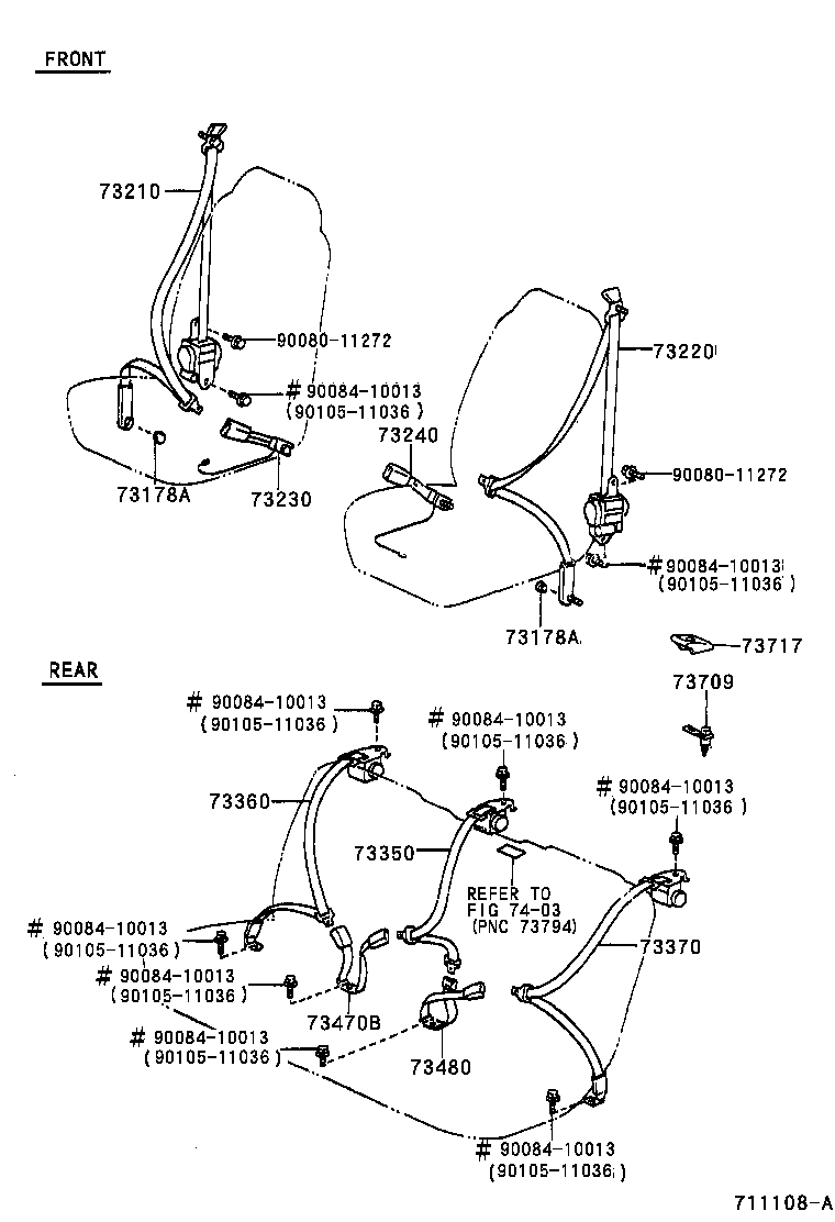 Toyota 73220-06050-A0 BELT ASSY, FRONT SEAT OUTER, LH