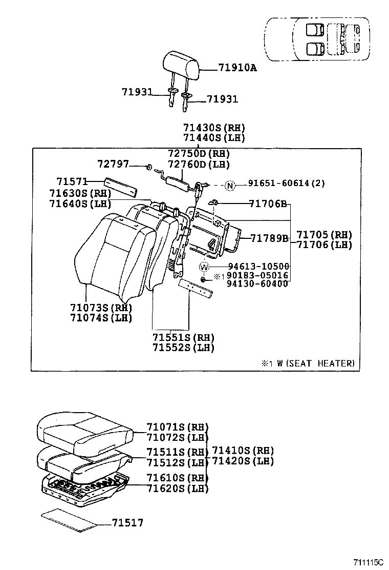 71630-60150 SPRING ASSY, FRONT SEAT BACK, RH(FOR SEPARATE TYPE) product image