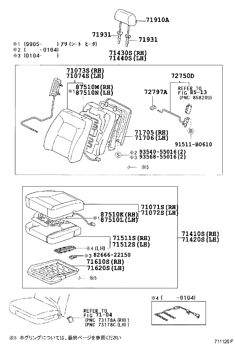 71502-51010 PAD, FRONT SEAT CUSHION, LH (FOR SEPARATE TYPE) product image