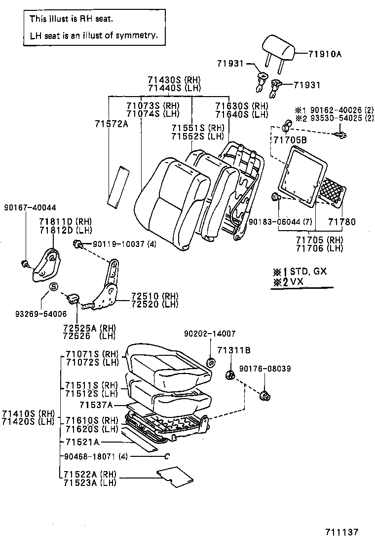 71630-60041 SPRING ASSY, FRONT SEAT BACK, RH(FOR SEPARATE TYPE) product image