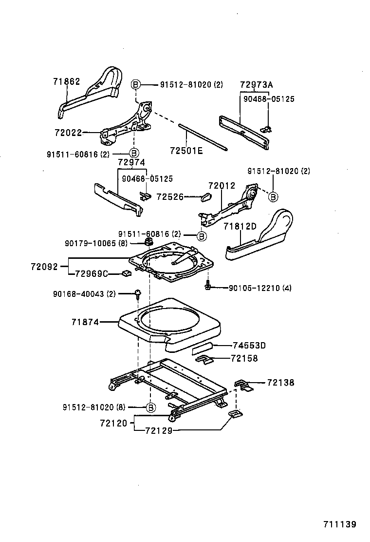 71013-13040 FRAME SUB-ASSY, FRONT SEAT BACK, RH product image