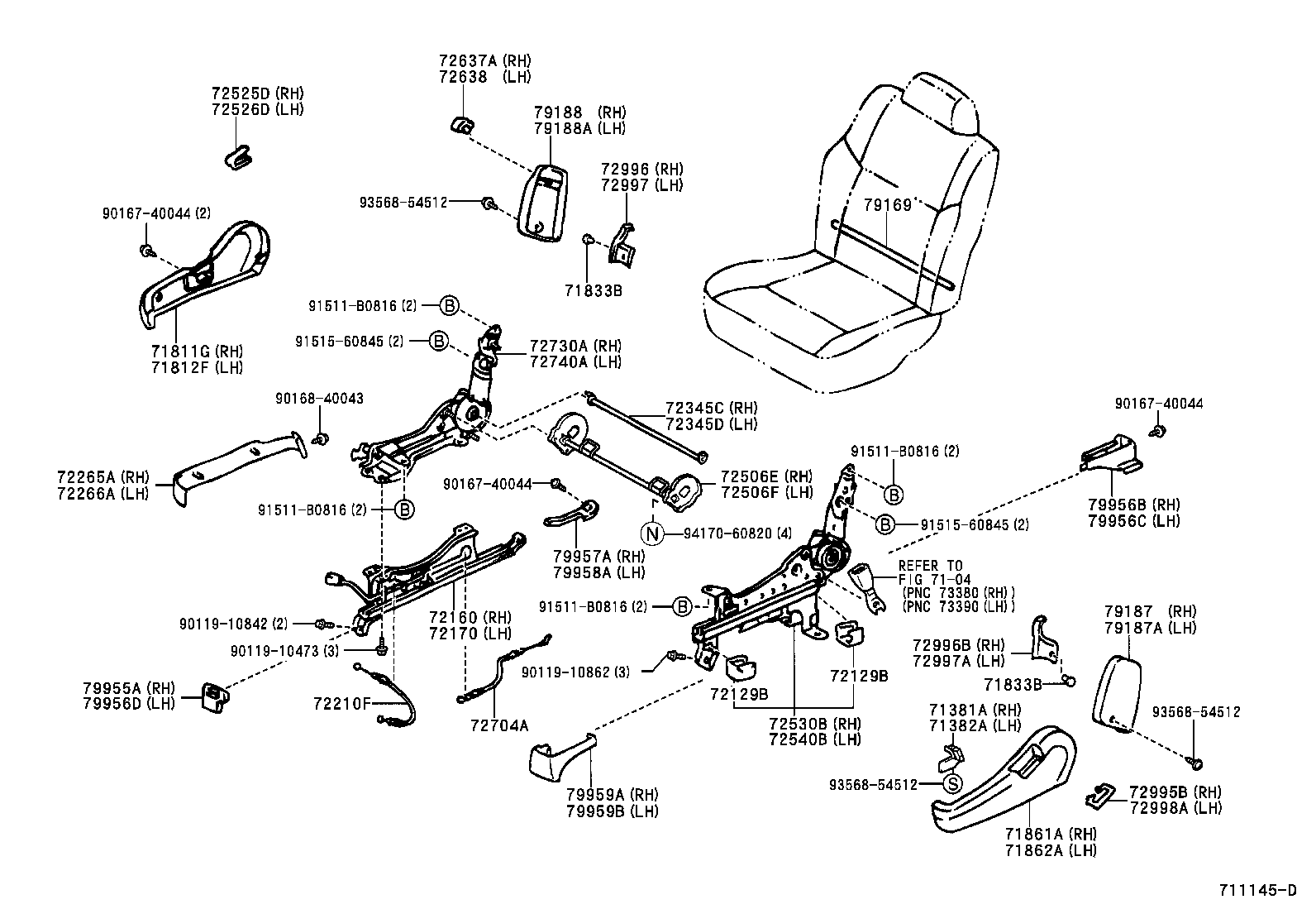 71017-44040 FRAME SUB-ASSY, REAR SEAT BACK, RH product image