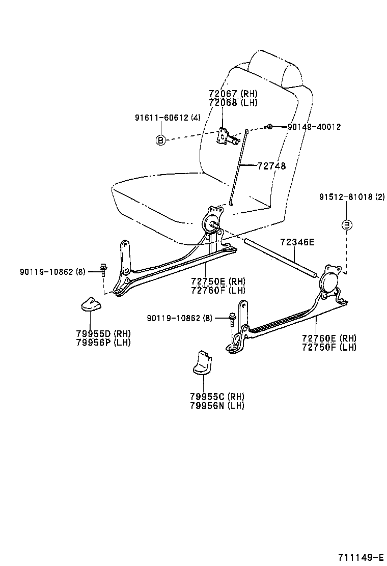 71017-44040 FRAME SUB-ASSY, REAR SEAT BACK, RH product image