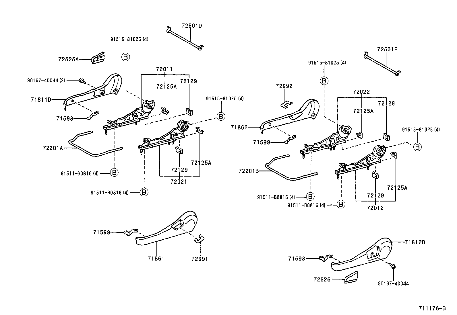 71012-44010 FRAME SUB-ASSY, FRONT SEAT CUSHION, LH product image
