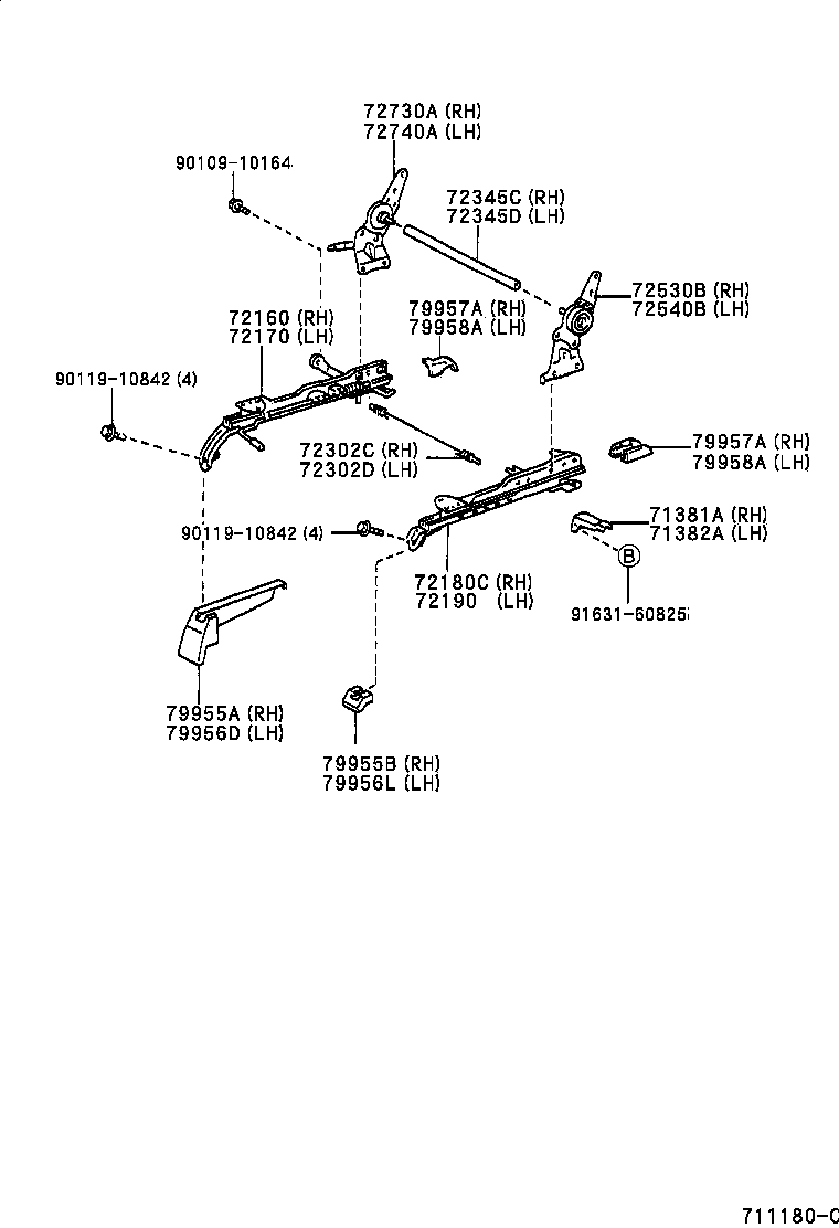 79103-44020 FRAME SUB-ASSY, NO.1 SEAT BACK, RH product image