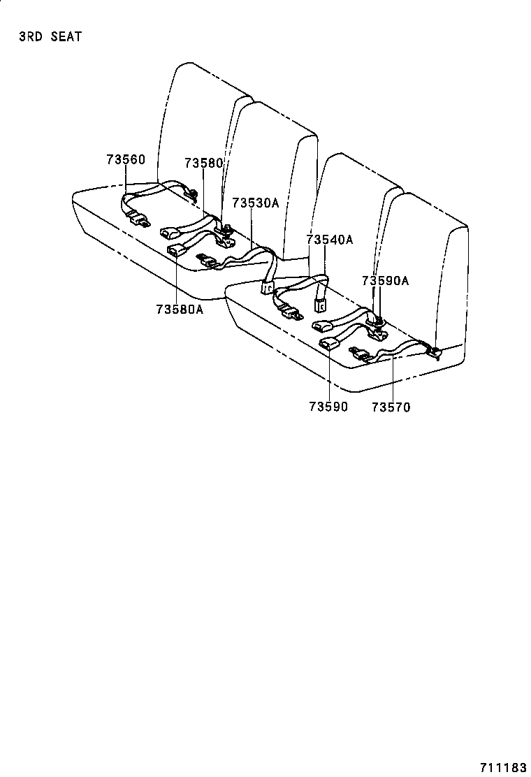 73330-65010-B0 BELT ASSY, REAR SEAT LAP TYPE, RH product image