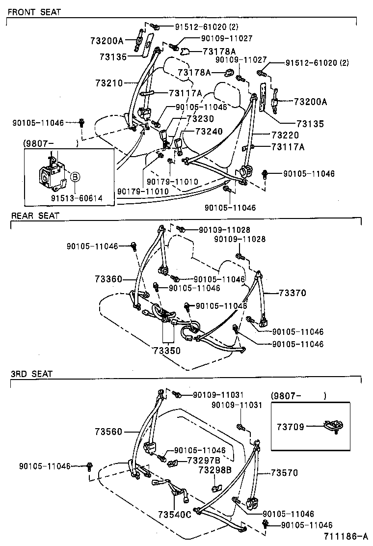 Toyota 73220-35471-B0 BELT ASSY, FRONT SEAT OUTER, LH