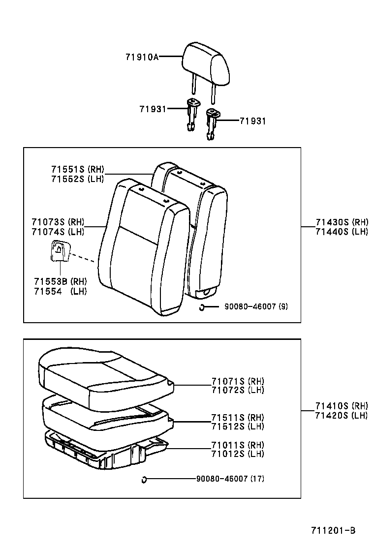 71430-0A130 BACK ASSY, FRONT SEAT, RH(FOR SEPARATE TYPE) product image