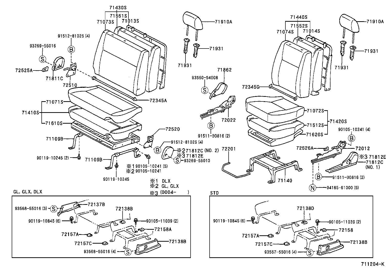 79103-0B080 FRAME SUB-ASSY, NO.1 SEAT BACK, RH product image