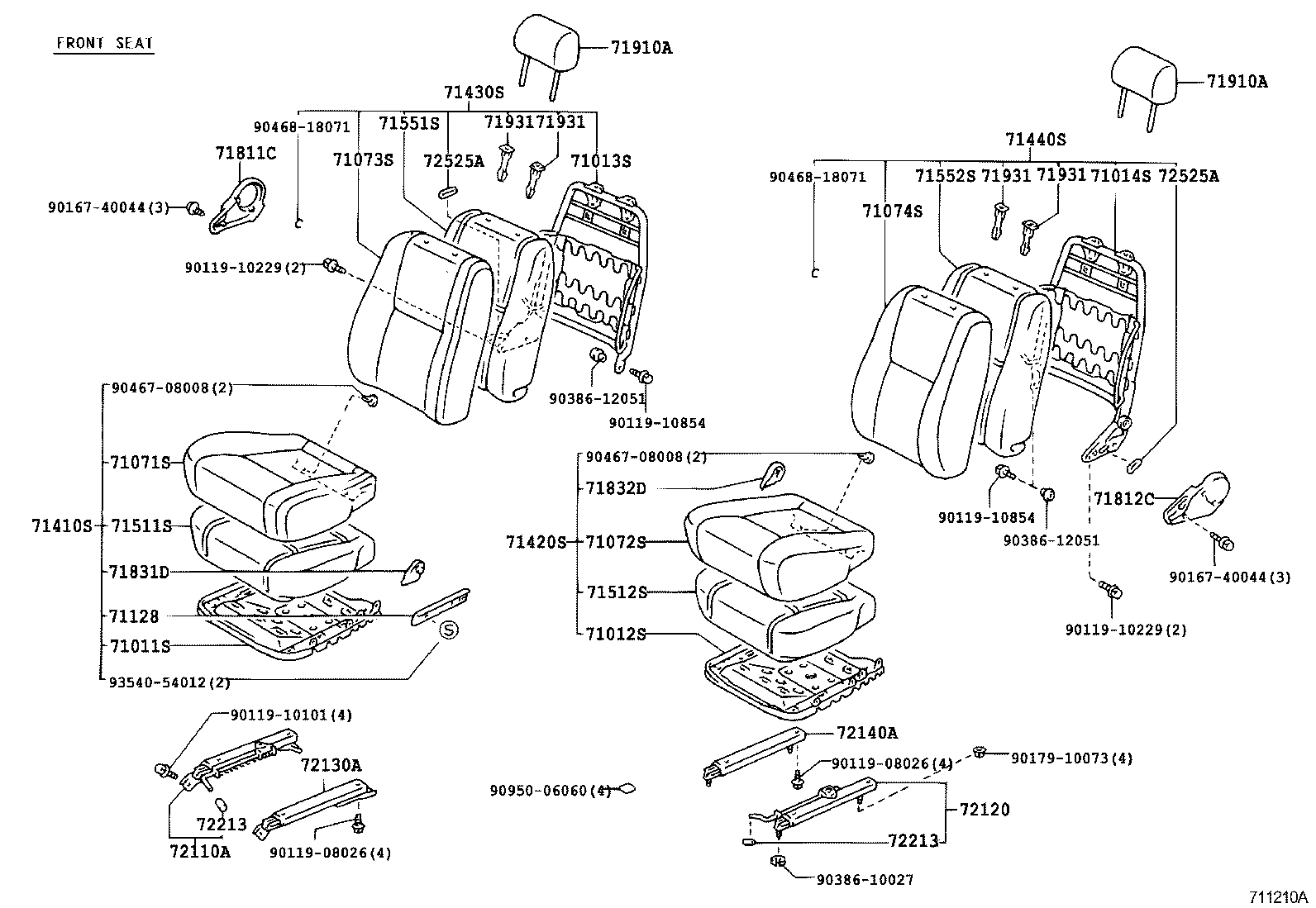 71012-26010 FRAME SUB-ASSY, FRONT SEAT CUSHION, LH product image