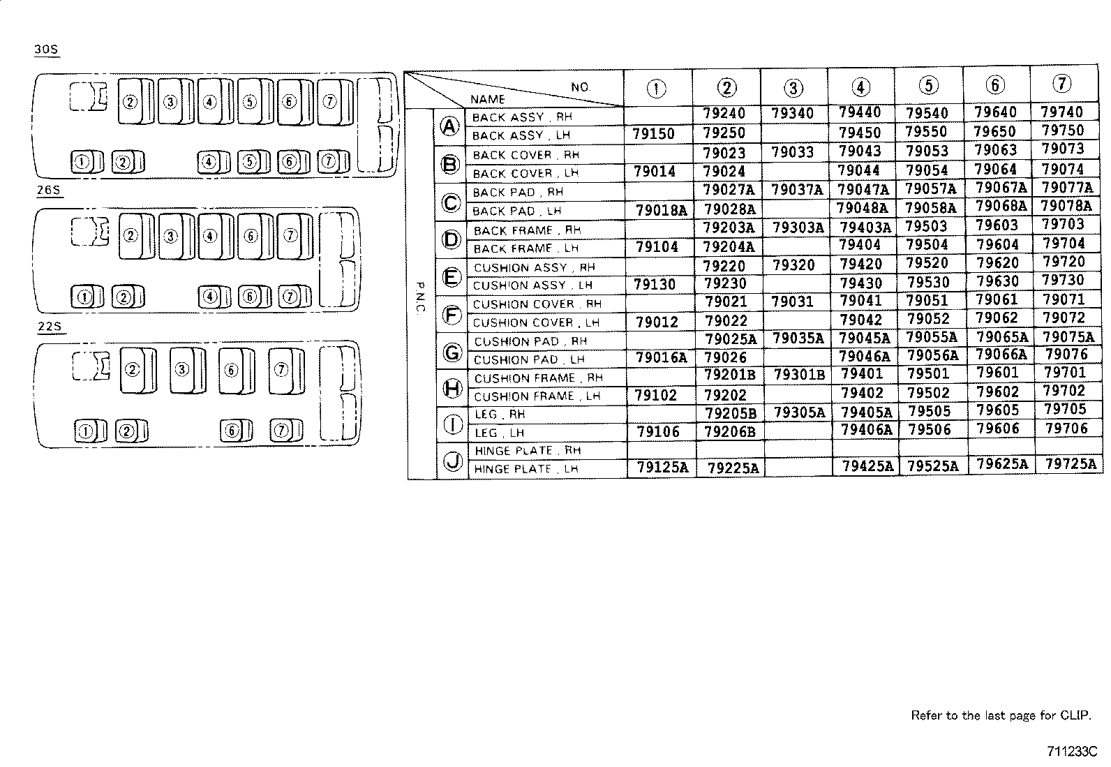 79103-36040 FRAME SUB-ASSY, NO.1 SEAT BACK, LH product image